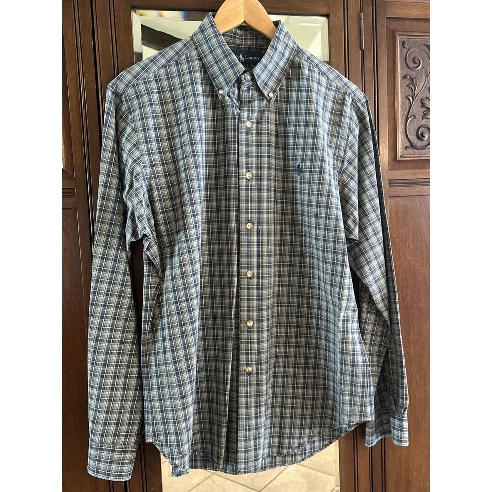 Vintage Ralph Lauren Shirt Mens M Plaid Classic Fit Polo Pony
